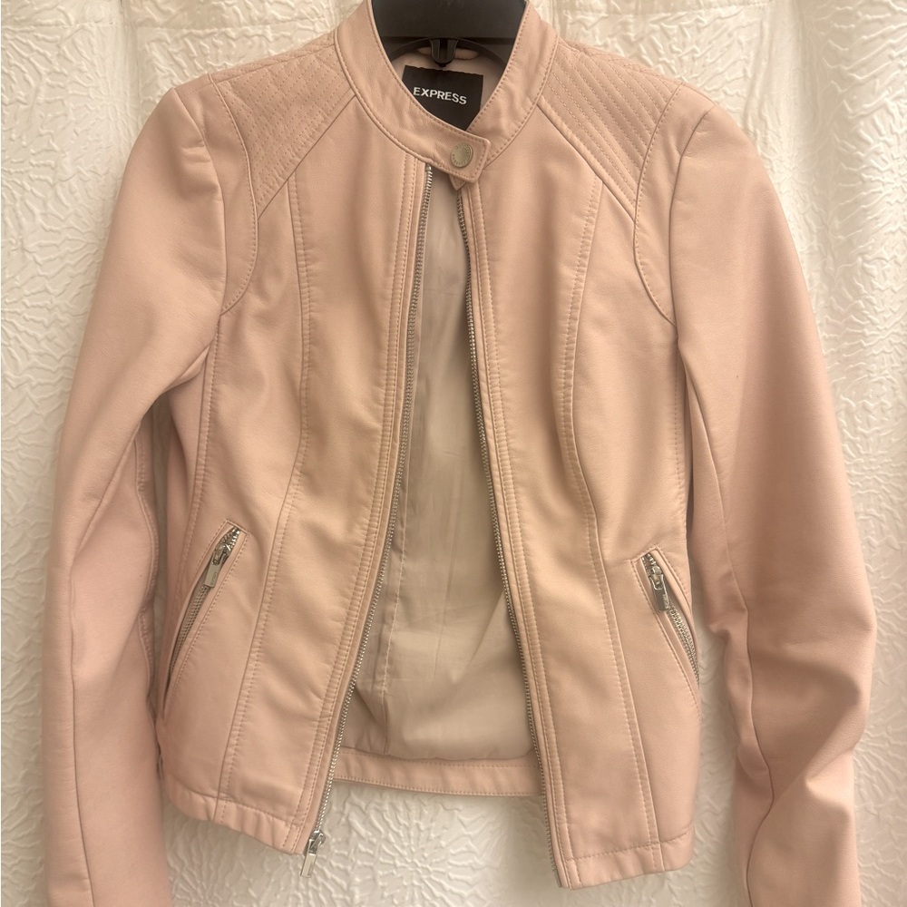 Express faux leather jacket - powder pink XXS
